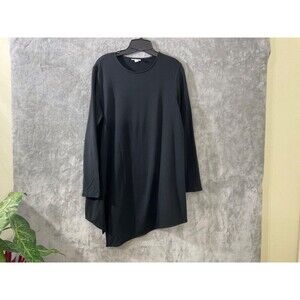 J Jill Pure Jill Luxe Tencel Tunic Top women’s size M Black Asymmetrical Draped